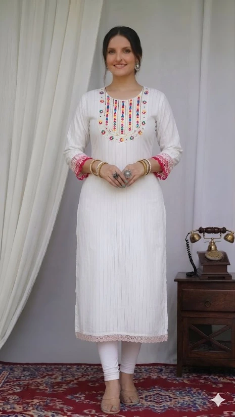 white cotton fabric kurti