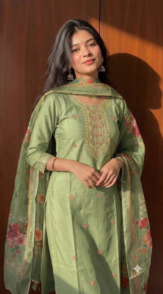 Green floral 3 piece suit