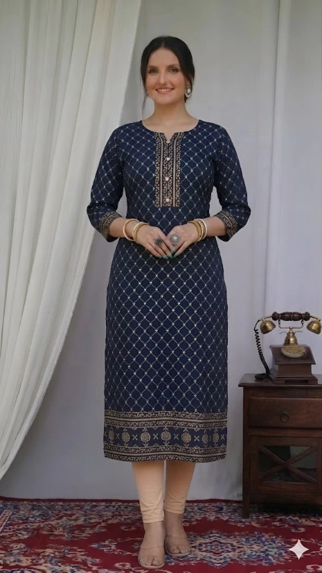 blue cotton kurti