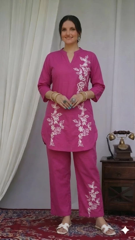 pink cotton co ord set