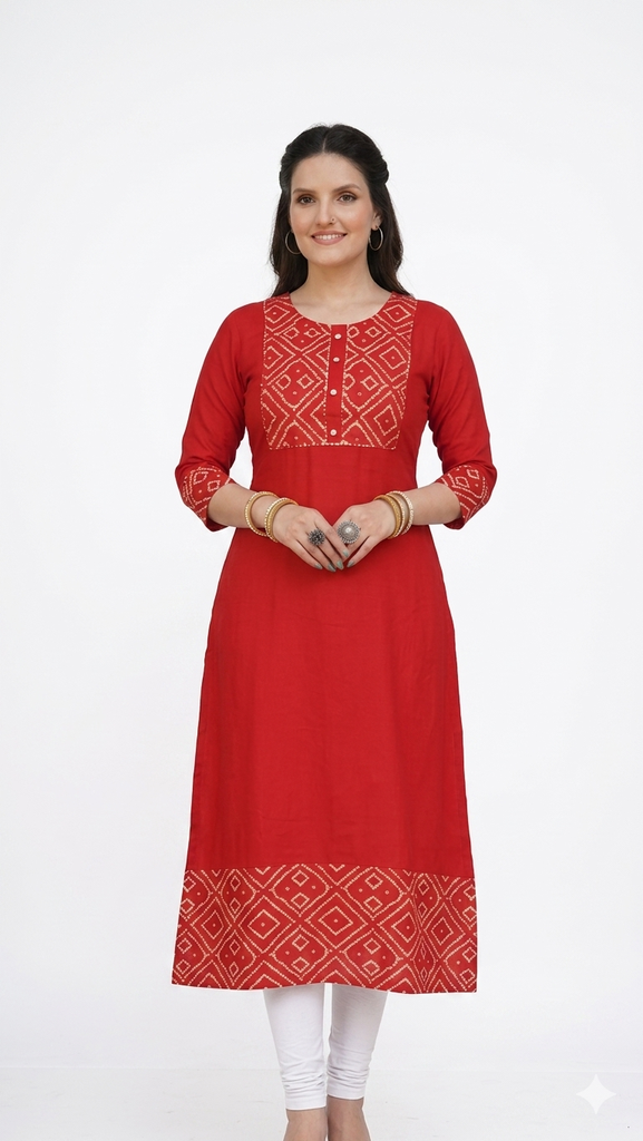 red kurti cotton fabric (S)