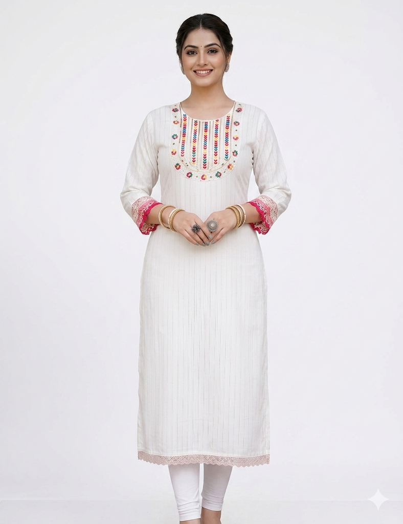 white cotton fabric kurti (S)