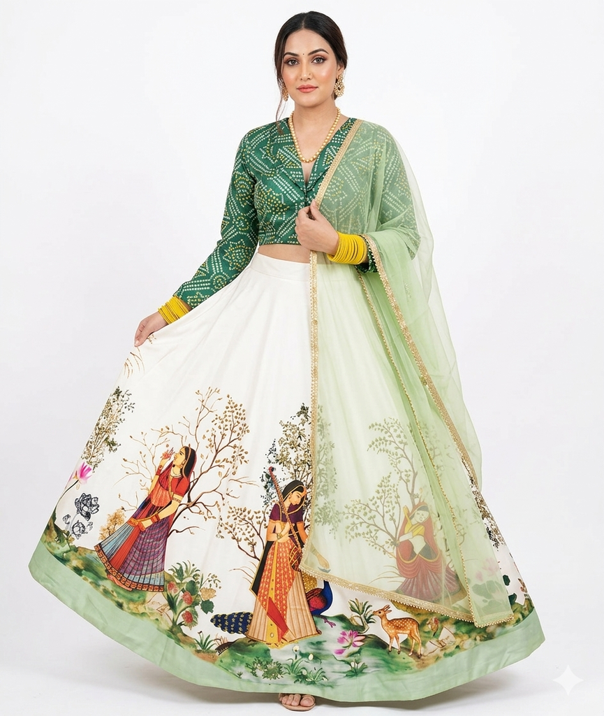 GOPI DRESS green and white