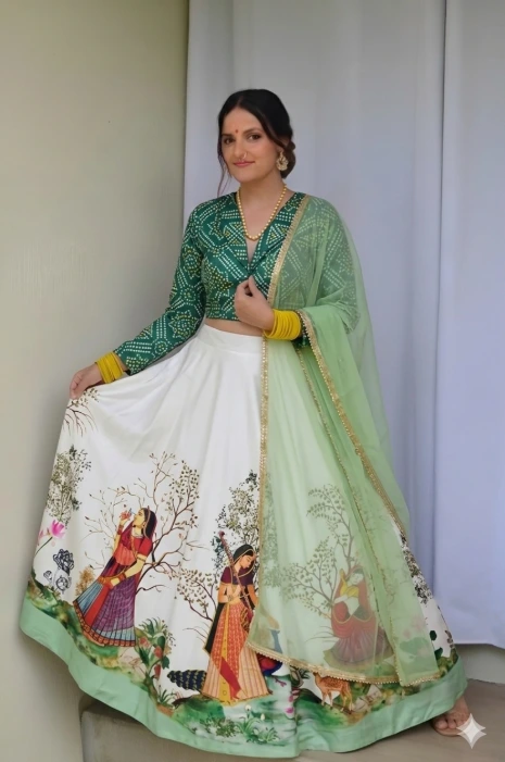 GOPI DRESS green and white