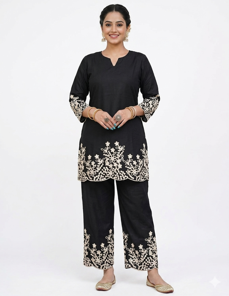 black co ord set cotton fabric (S)