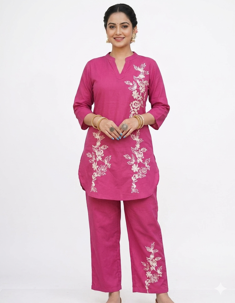 pink cotton co ord set (S)